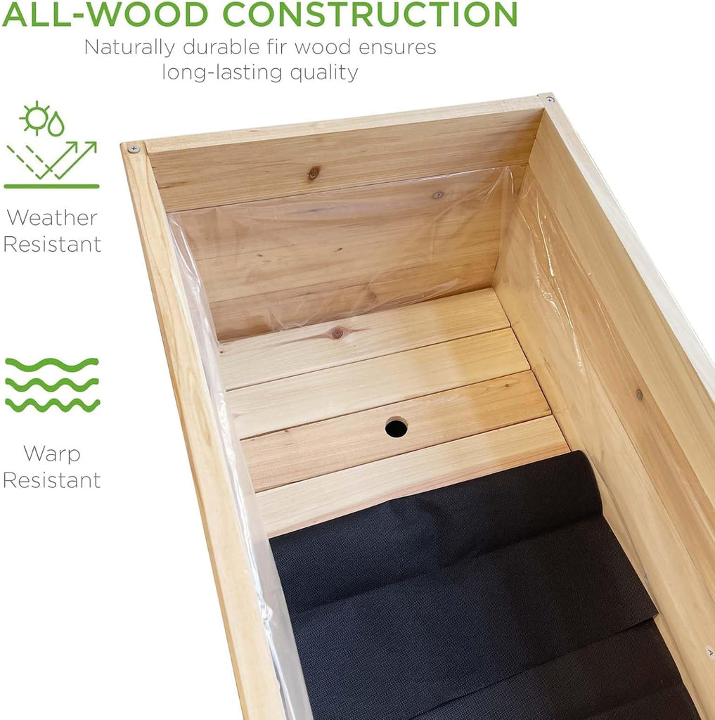 Wood Raised Garden Bed, Rectangular Planter Box Outdoor Large Tall Trough 39"x28"x15" Flower Planters Boxes with