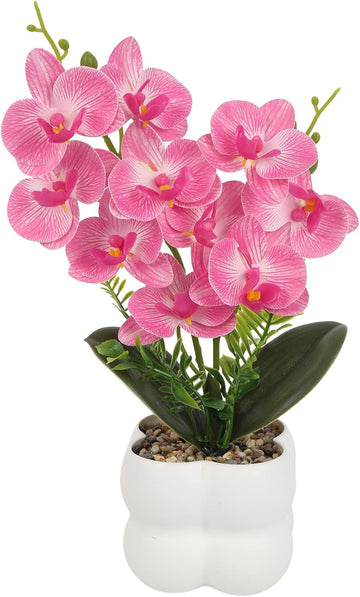 Pink Artificial Orchids Flowers in Pot 14" Tall Realistic Faux Phalaenopsis