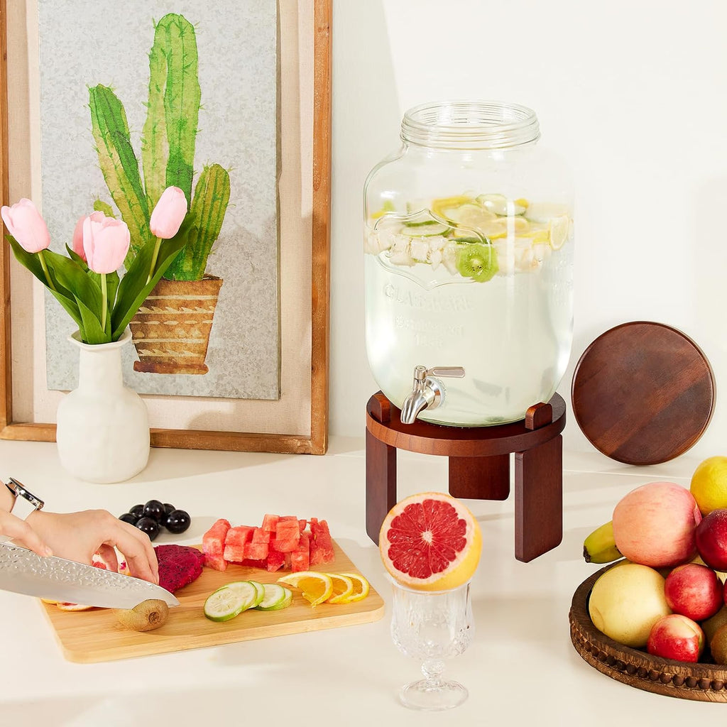 1 Gallon Drink Dispenser for Parties, with Stand,Water Dispenser with 18/8 Stainless Steel Spigot,Lemonade Stand