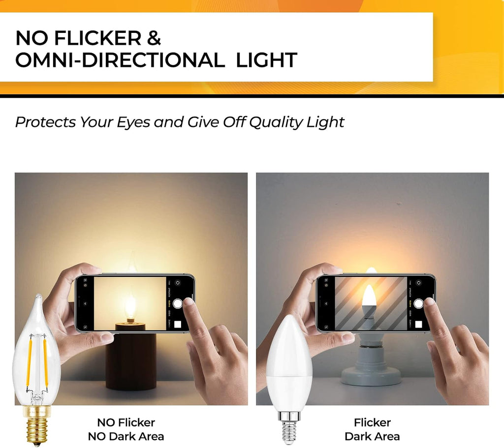 Candelabra Light Bulbs 25W Eq, Dimmable 2700K, E12 LED Bulb, 12 PCS