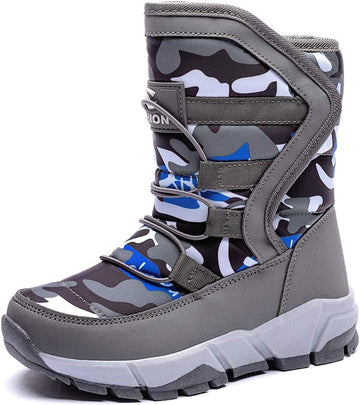 Boys Snow Boots Winter Waterproof Slip Resistant Cold Weather Shoes (Toddler/Little Kid/Big Kid)