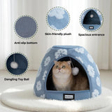 Cat Beds for Indoor Cats, 2-in-1 Cat Bed Cave with Anti-Slip Bottom and Ultra-Soft Plush