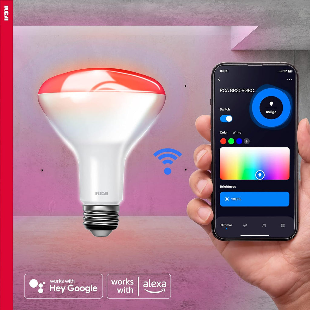 Smart WiFi LED Light Bulb, BR30 Flood Light, Color Changing, Alexa & Google