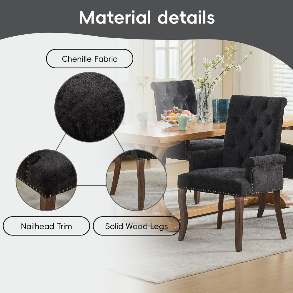 Charcoal Gray Chenille Set of 1, Dining Room Chairs