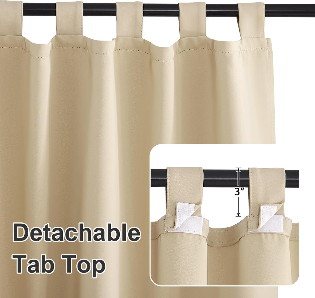 Outdoor Curtains Waterproof 2 Panels with Detachable Top | Blackout Thermal Insulated Privacy Patio Door Curtains for