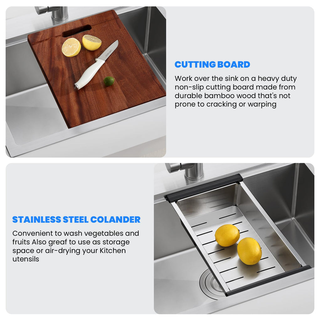 30 x 20 Inch Kitchen Sink, 30 Inch Drop in Workstation Sink