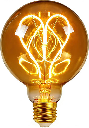 Classic Edison LED Bulb G30, 4W (25W Equivalent), 200 Lumens, 2000K Warm White, Heart Filament, Dimmable, E26 Base