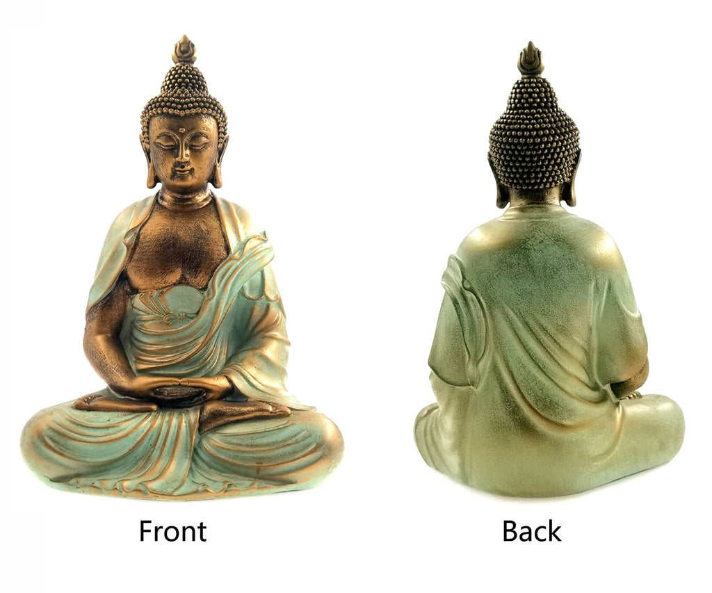 7.5" Gold Buddha Statue Decor - Serene Meditation Decor, Zen-Inspired Buddha Sculpture with Blessing Services Included
