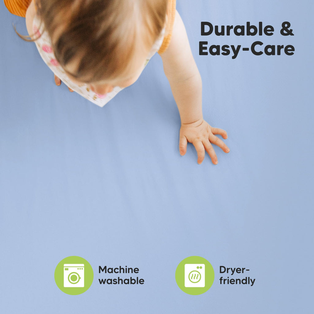 2pk Mini Crib Sheets Fitted 38x26 Pack N Play Mattress Sheet (Blue Flax)