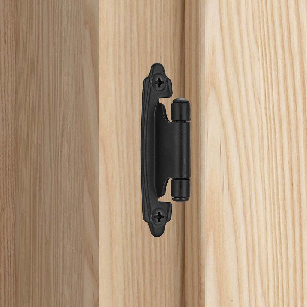 Matte Black Cabinet Hinges, 3/8" Inset, 4 Pack