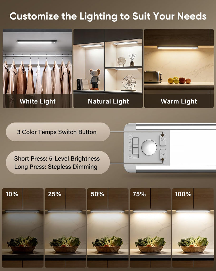 14.7inch Under Cabinet Lighting, Wireless Motion Sensor Light,3 Pack