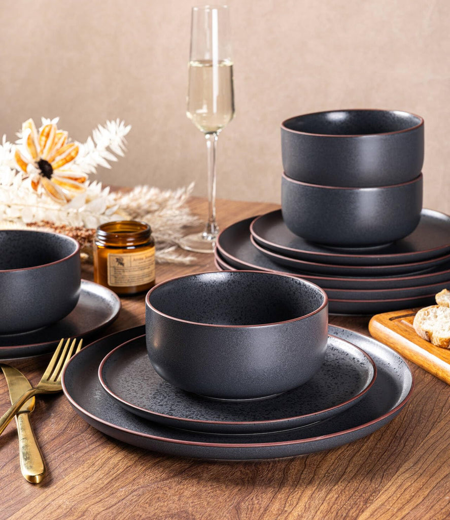 Stoneware Dinnerware Sets for 6,18-Piece Plates and Bowls Set