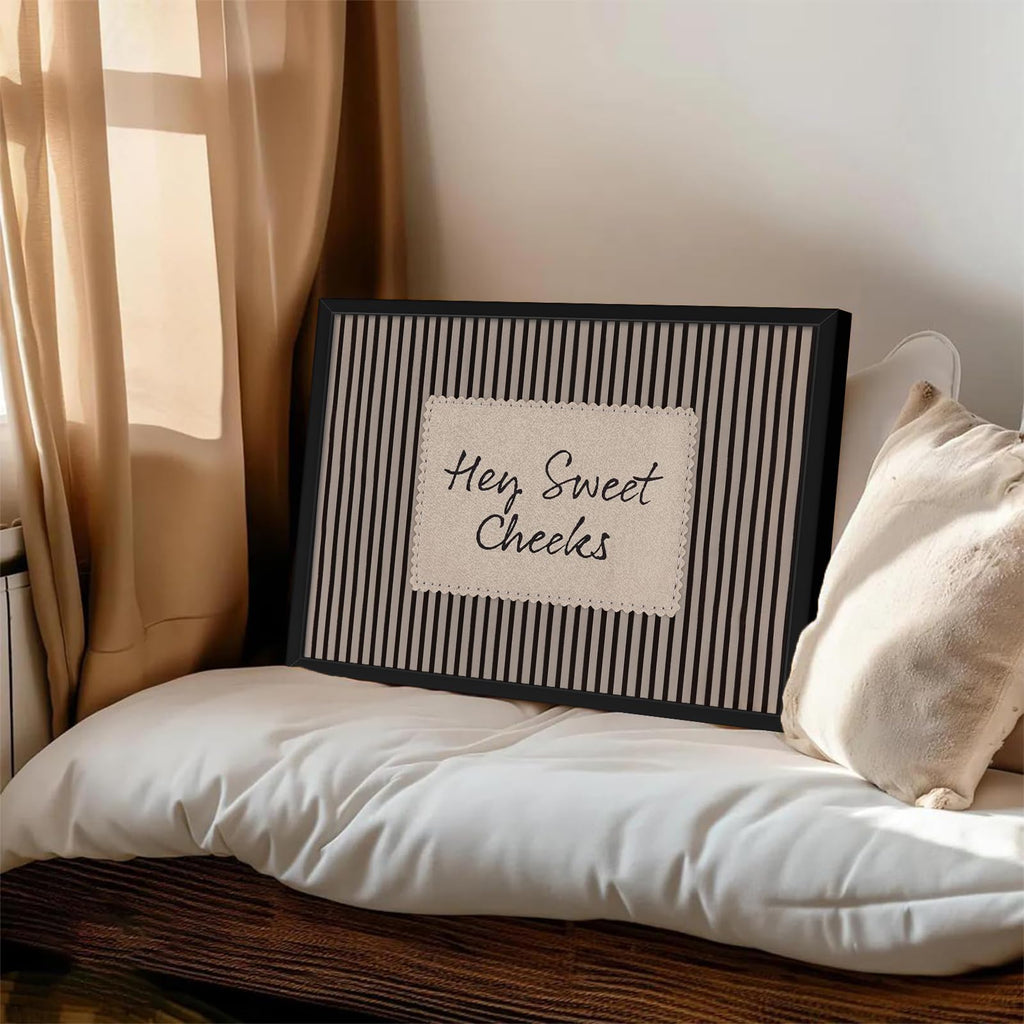 Hey Sweet Cheeks Wall Art Framed Funny Bathroom Decor 12x16 Inch