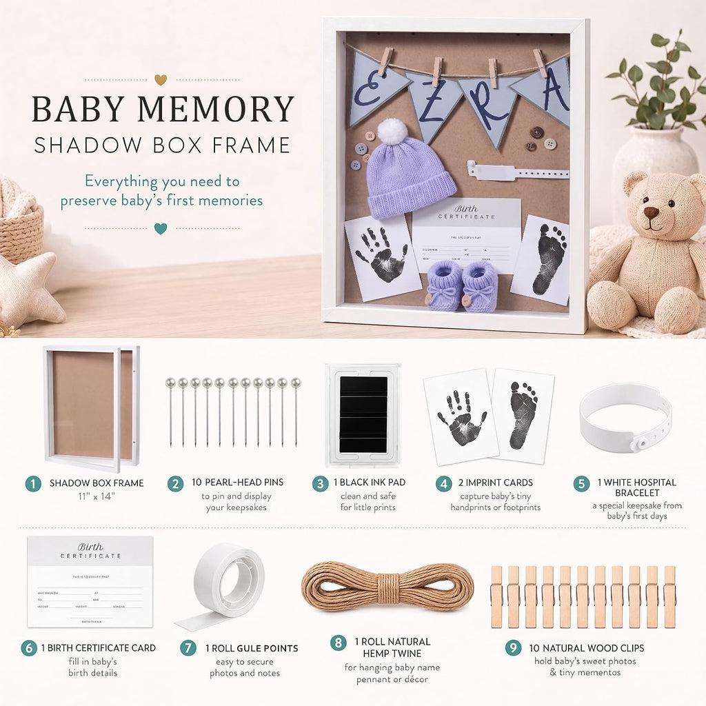 26 Pcs 11x14 Inch Baby Shadow Box Keepsake Frame Baby Kit Box