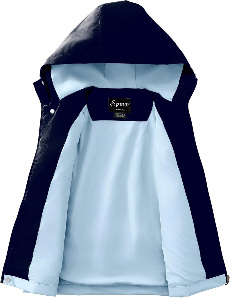 Girls Lightweight Rain Jacket Waterproof Hooded Raincoat Windbreakers for Kids