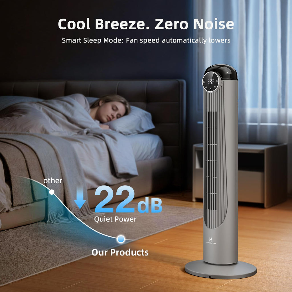 T36 Tower Fan, 36 Inch DC Brushless Motor Bladeless Oscillating Fan with Remote, 6 Speeds & 4 Modes,LED Display, 9H