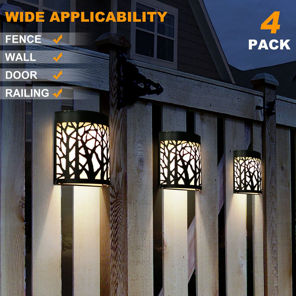 Solar Wall Lights Outdoor Wall Sconce Fence Lights Solar Powered