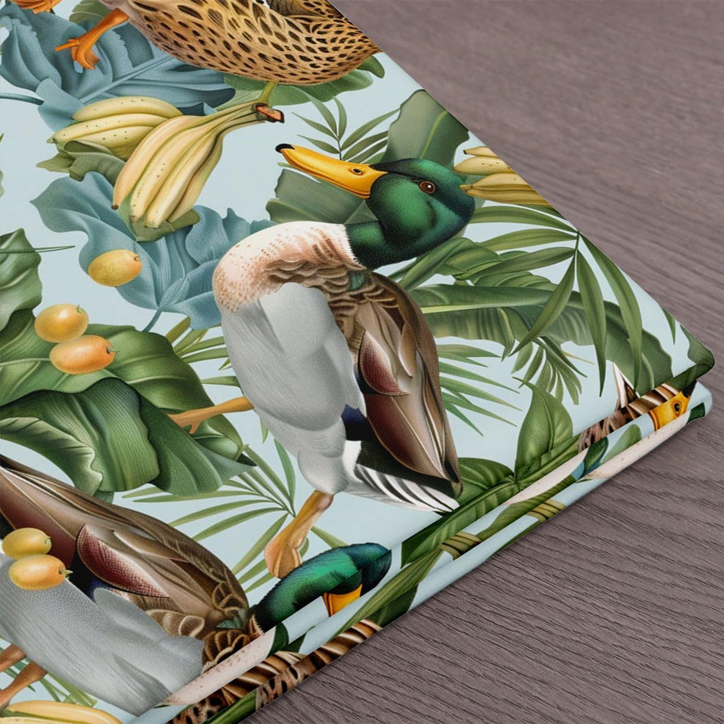 Wild Duck Fabric by The Yard, Tropical Banana Fruits WaterproofFabric, Rustic Leaves Plants Fabric for Arts and Crafts