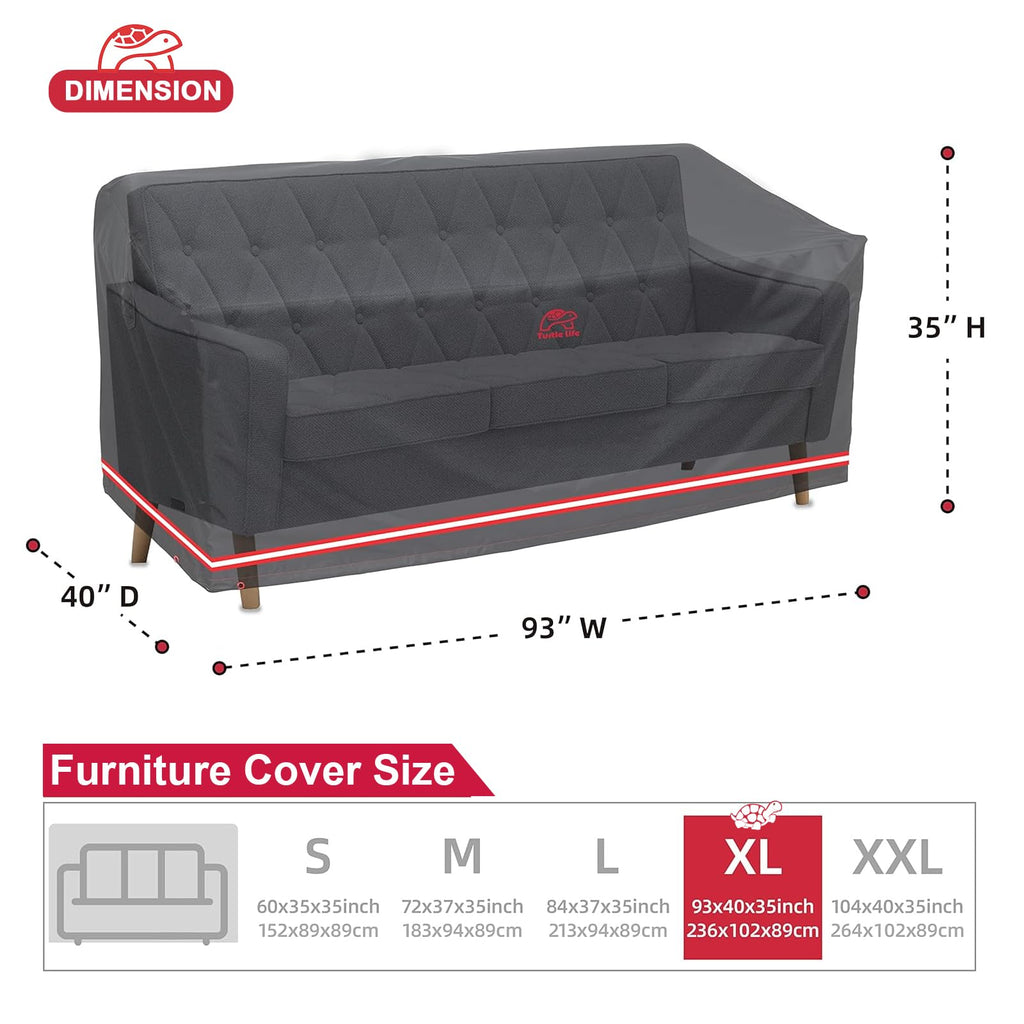 Patio Sofa Cover, Outdoor Heavy Duty Durable UV Water Resistant Anti-Fading Loveseat Cover with 2 Upgrade Air Vents