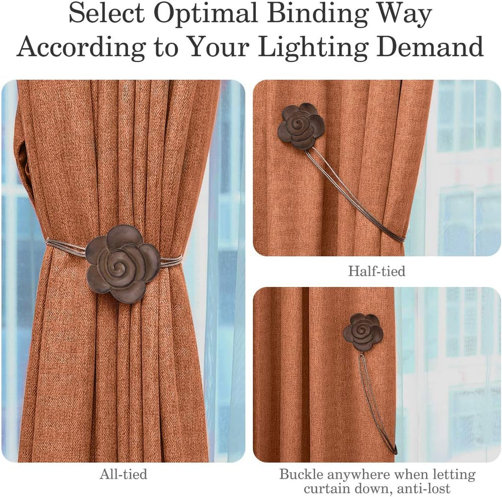 Magnetic Curtain Tieback, Vintage Curtain Holdback, Resin Flower Curtain Ties with Rope Drapery Retro Window Curtain