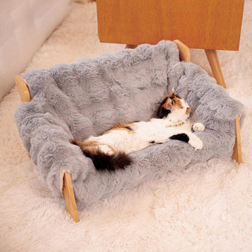 Elevated Cat Couch Bed Wooden Raised Kitty Sofa Lounge Chair