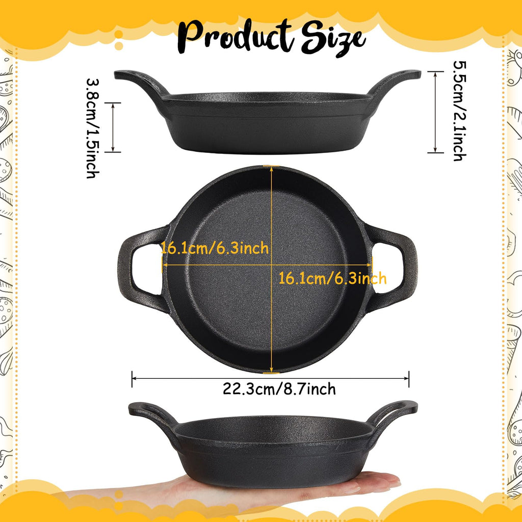 4 Pack Mini Cast Iron Skillets 6.3 x 6.3 x 1.5 Inch Pan Ramekin Set
