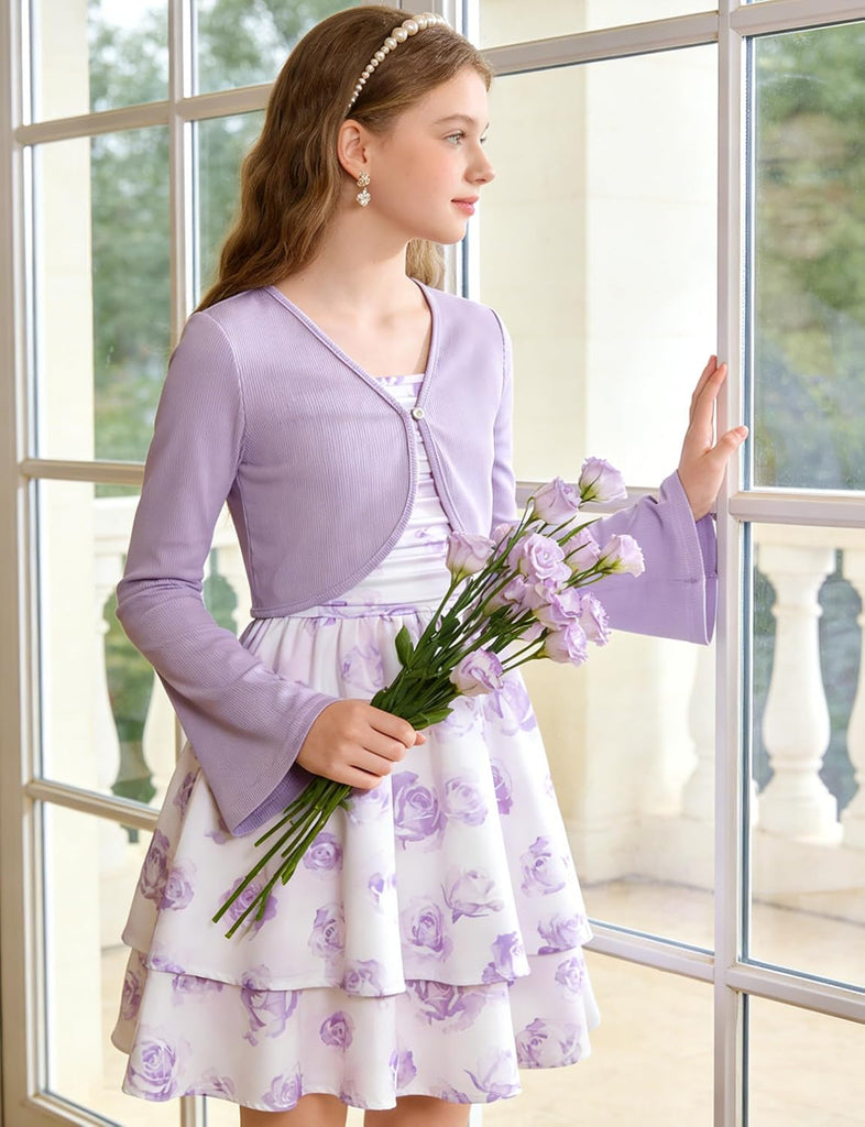 Layered Ruched Dress for Adjustable Strap Outfit with Cardigan