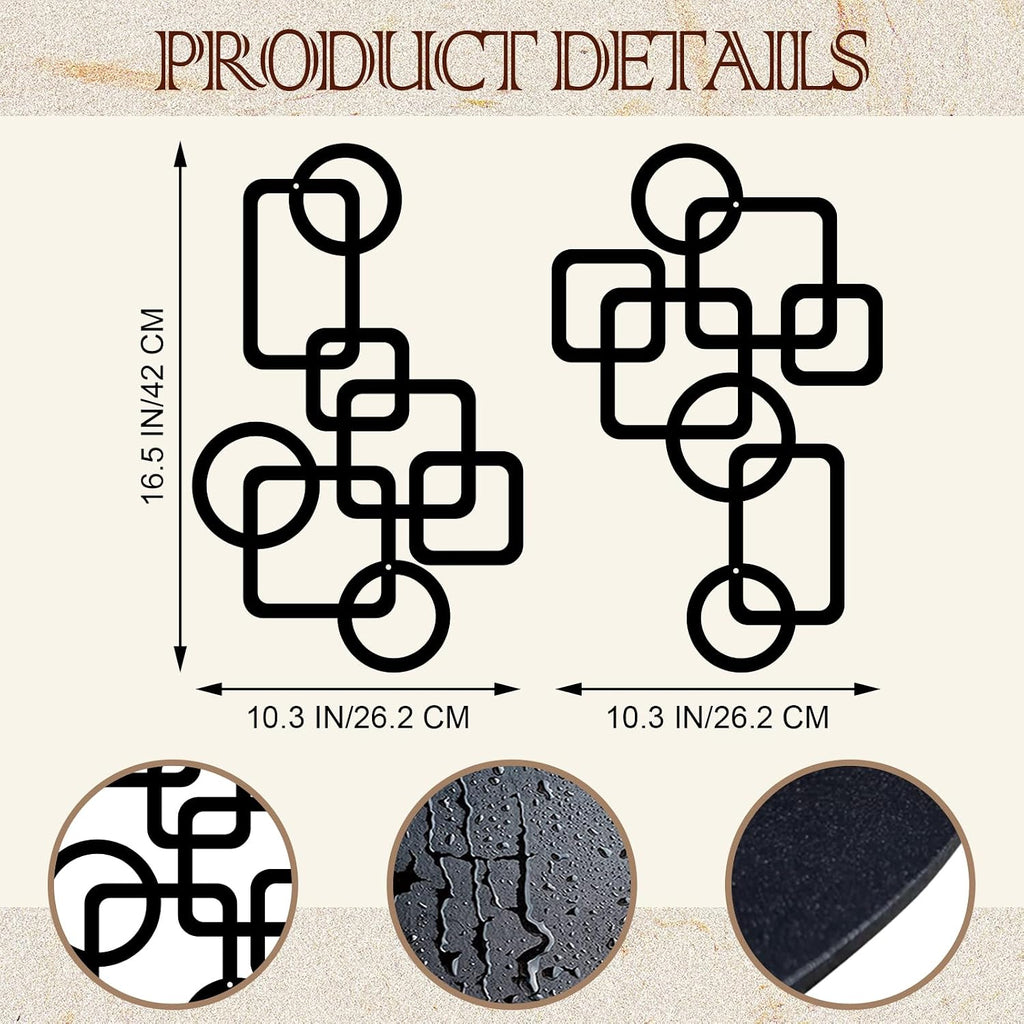 Mid Century Metal Wall Art 3D Elegance Abstract Wall Decor - Set of 2