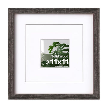 11x11 Picture Frames, Solid Wood frame Fits 4x4/8x8 with Mat or 11x11 Without Photo Frame Covered by Plexiglass, for