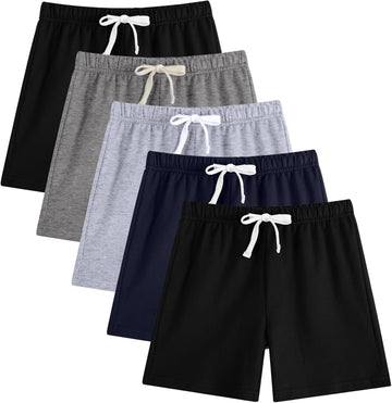 Pack Cotton Boys Shorts French Terry Kids Shorts with Drawstring
