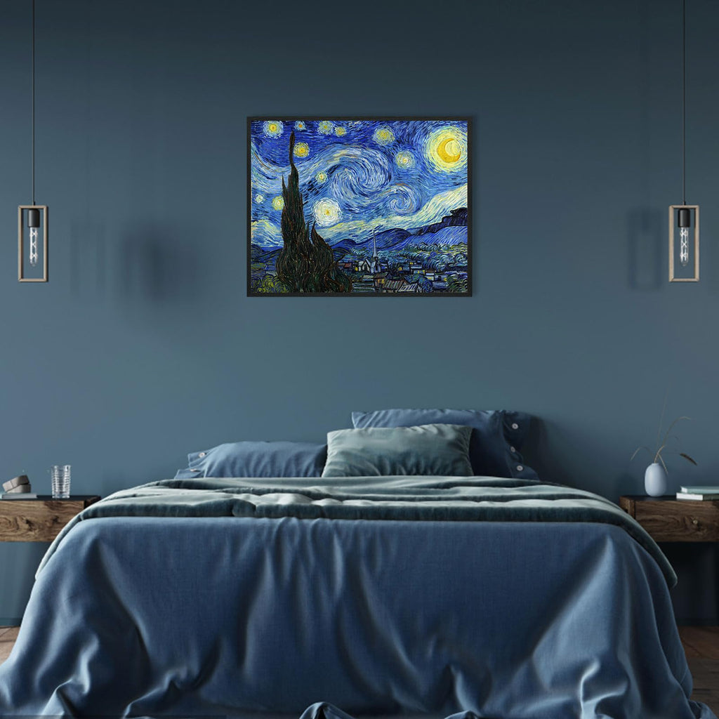 Van Gogh Canvas Wall Art: Starry Night Posters Large Modern Artwork Famous Paintings Wall Decor, Black Framed