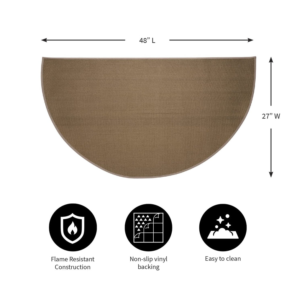 27"x48" Half Round Flame Resistant Hearth Rug | Double Layer Fiberglass Fireplace Mat | Protect Home Décor Hardwood