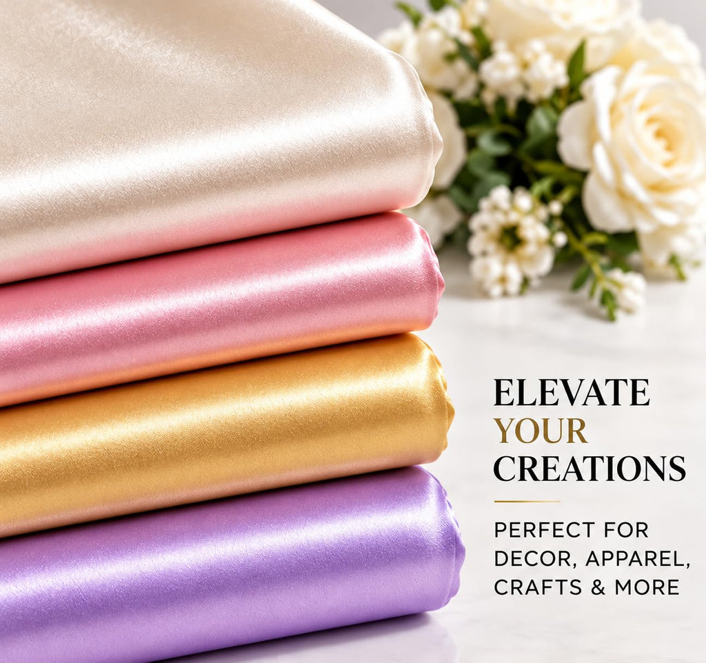 Satin Fabric 44 Inch X 10 Yard, Blues Pink