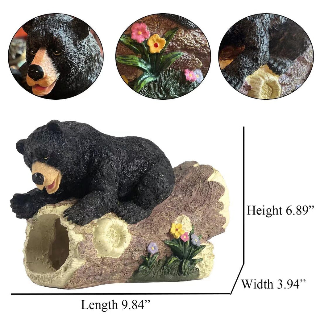 Outdoor Statue for Downspout Extension, Curious Bear Shape Downspout Diverter Garden Decorative, Whimsical Full Color