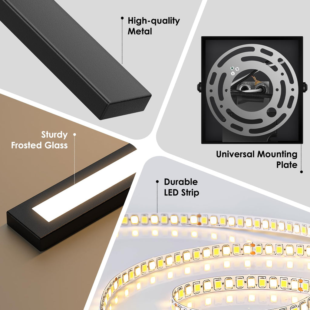 2-Pack 31.7" Outdoor Wall Lights, Modern Black Exterior Sconces