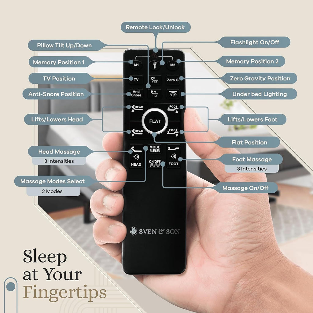 Harmony Adjustable Bed Base, Head and Foot Lift, Massage, Under-Bed Lights, USB, Gel Memory, Zero Gravity Smart Frame - Set of 2
