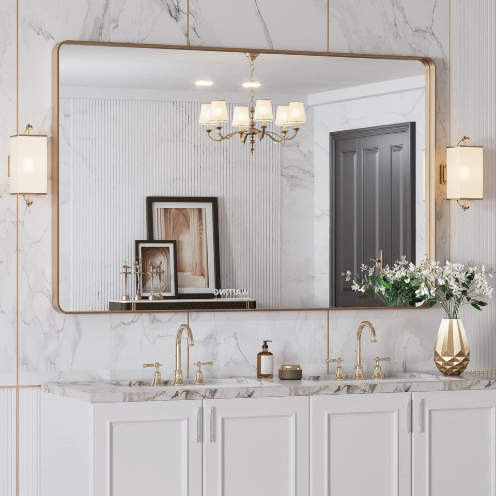 48"X30" Gold Bathroom Mirror