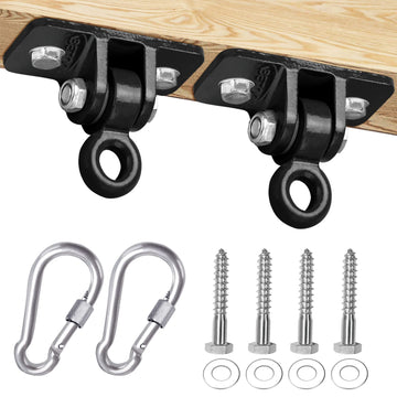 2400 lb Capacity Heavy Duty Swing Hangers for Wooden Sets Playground Porch Indoor Outdoor & Hanging Snap Hooks Black