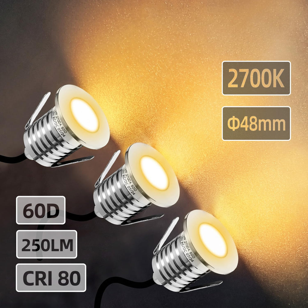 3W Recessed Low Voltage Deck Light 6 Pack 2Inch