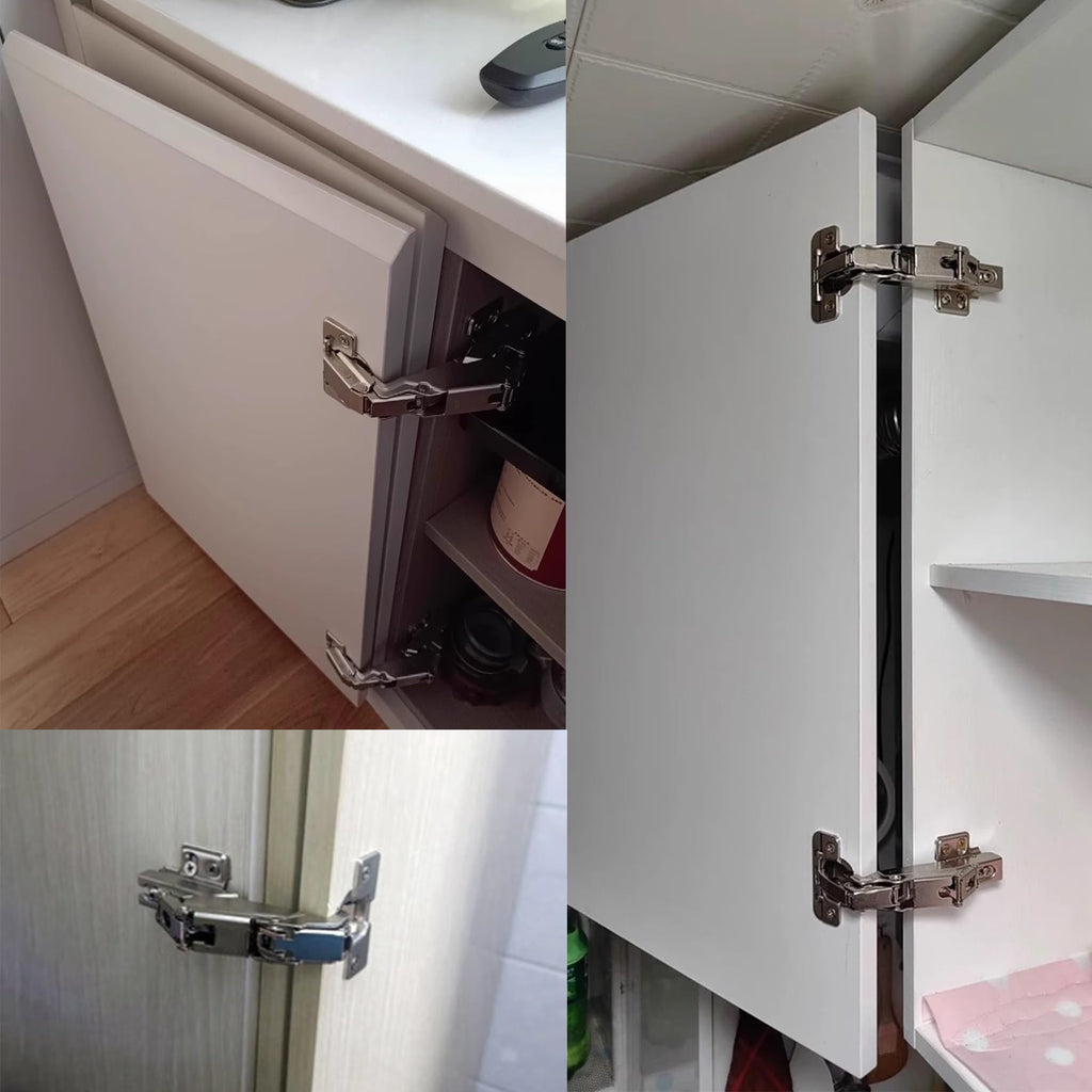 180 Degree Frameless Cabinet Doors Hinges, Concealed Hydraulic Adjustable Mounting, Soft Closing Nickel-Plated Steel