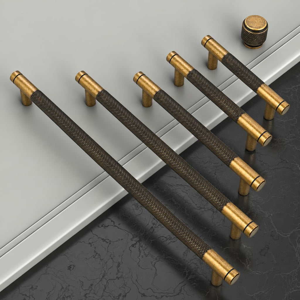 10 Pack 10 Inch(254mm) Brushed Antique Brass Kitchen Cabinet Handles Antique Brass Cabinet Pulls Cabinet Hardware for