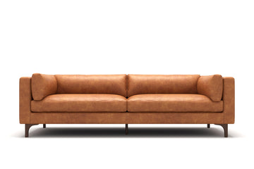 Mary Leather Couch 93" | Top Grain Nappa 11000 Leather Wide Seat, Solid Wood Frame, Plush Cushioning, Top-Stitched