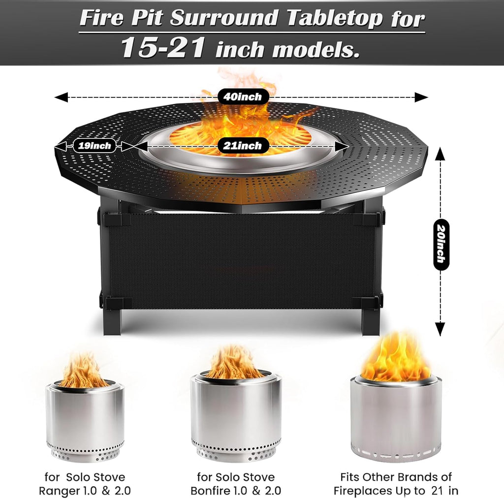 40 Inch Fire Pit Surround Tabletop - Wood Burning