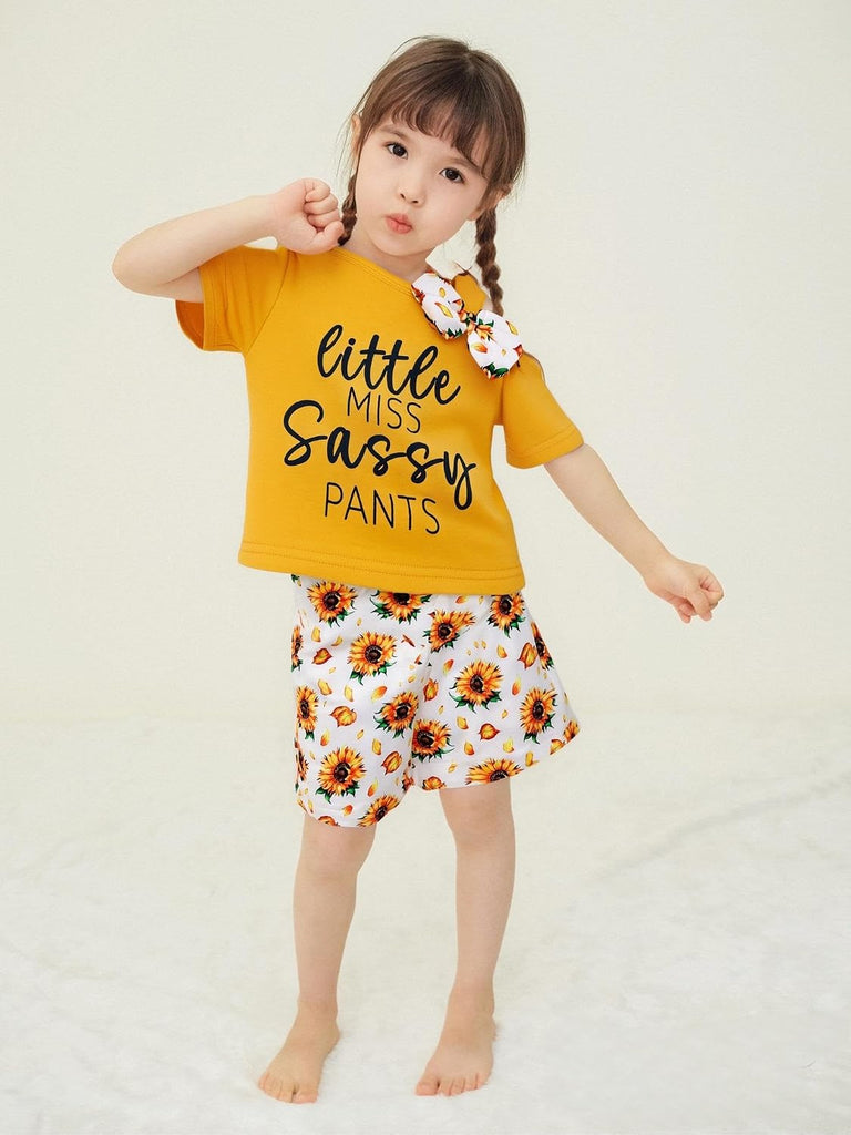 Toddler Baby Girl Summer Clothes Set Cute Asymmetrical Bow Sleeve Top & Pocket Shorts 2 Piece Outfit Casual Clothes