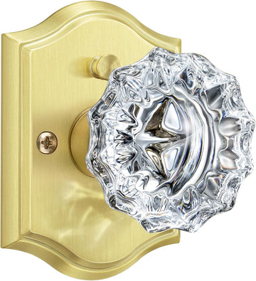 Glass Door Knobs, Privacy Gold Door Knob Interior, 1 Pack