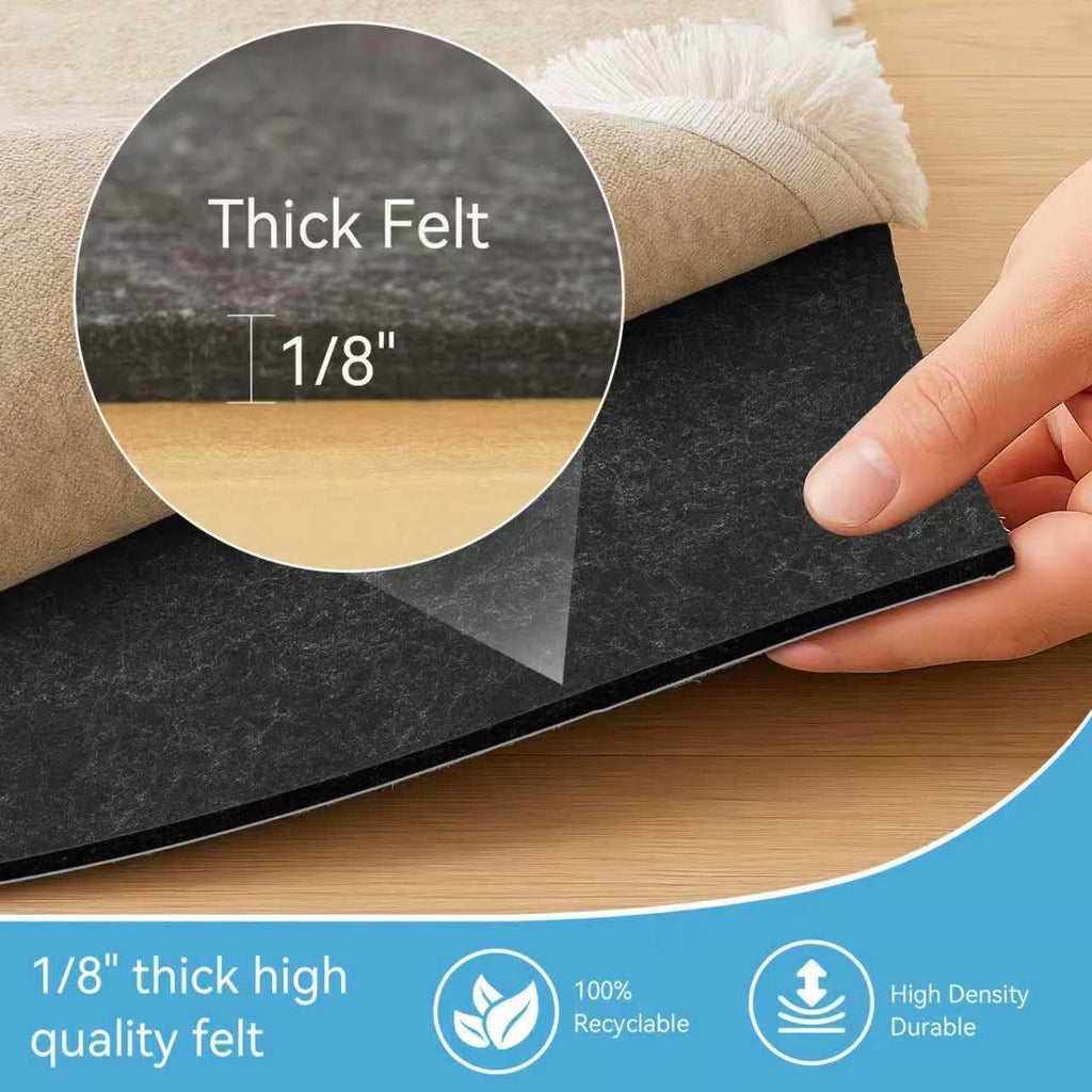 8x10 FT Non Slip Rug Pad,100% Waterproof Felt Rug Pad,1/8" Thick