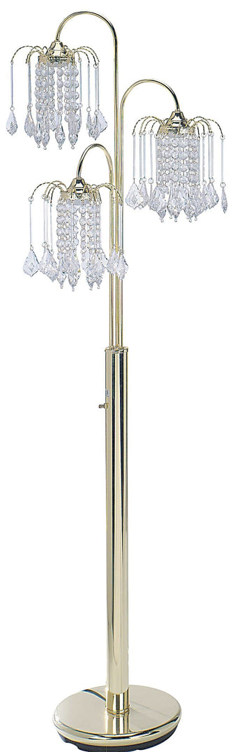 Floor Lamp, Polished Brass, White, 63" x 19" x 19"