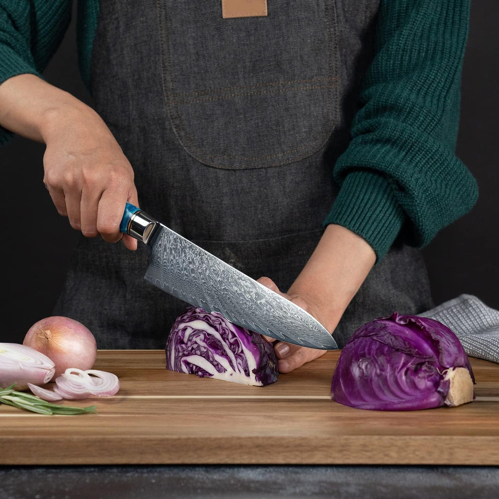 7-Piece Damascus Kitchen Knife Set - Tsunami Collection - 67-Layer Japanese VG10 Steel - Chef's Knife, Cleaver