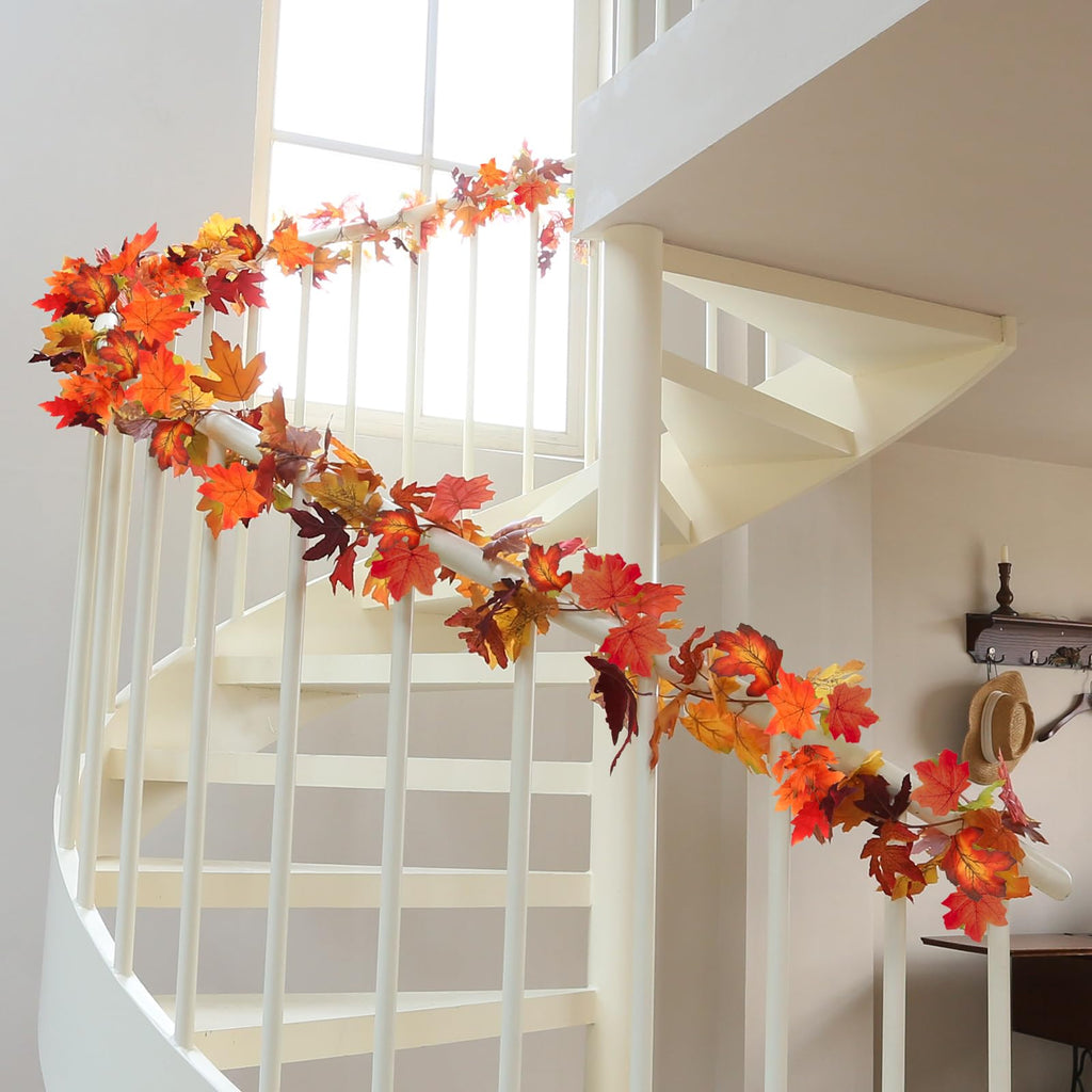 6 Pack Fall Garland with Red Leaves