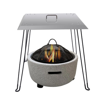 Fire Pit Heat Deflector 24 x 24 x 24 Inch, Stainless Steel Fire Pit Cover, Square Fire Pit Lid with 4 Foldable Legs